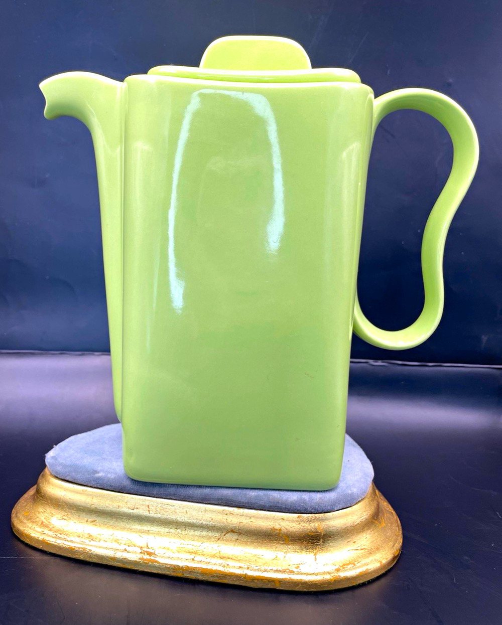 Mid-Century Modern Franciscan Green Pitcher Glossy Ceramic Square Made In CA